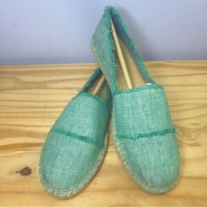 Talbots Deep Green Izzy Frayed Slip-On Espadrille Flats - Size 10
